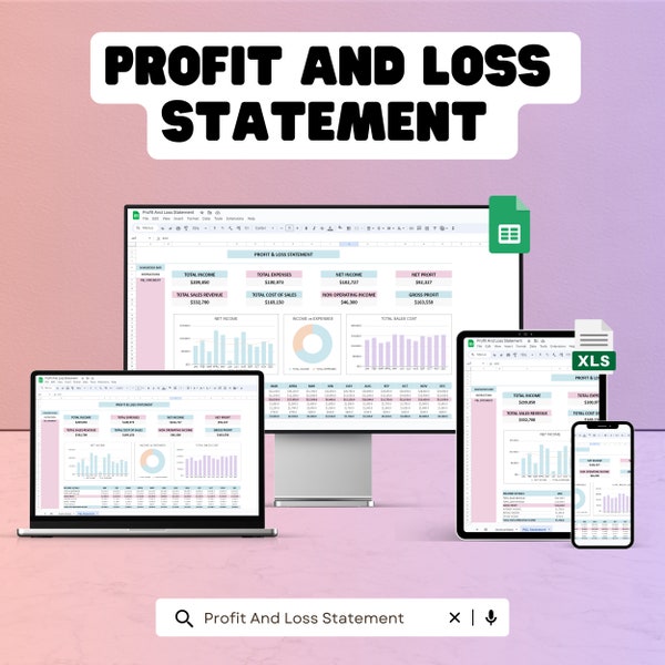 Profit and Loss Statement, Accounting Statement, Spreadsheet Revenue Tracking, Expense Management Sheet, Financial Statement Spreadsheet