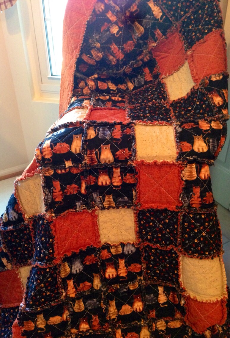 Rag Quilt Throw Quilt Throw BlanketREDUCED Etsy