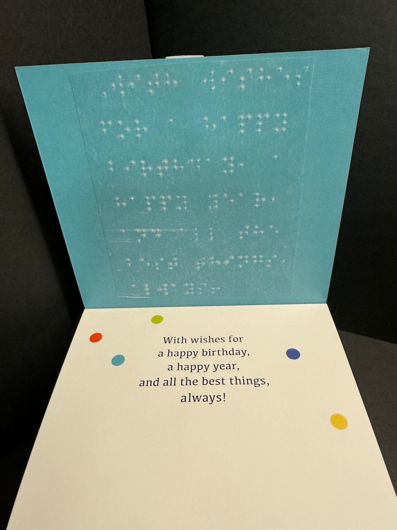 Braille and Tactile Happy Birthday Greeting Card Gift for Anyone Blind
