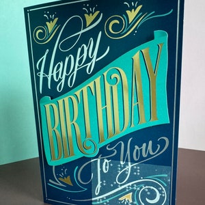 Braille Happy Birthday Greeting Card for anyone with Tactile Features- gift for Blind and Visually Impaired
