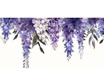 Imágenes prediseñadas de glicinias en acuarela, conjunto de imágenes PNG florales (descarga digital), imágenes prediseñadas de verano