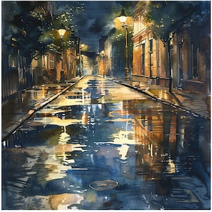 14 Night Street Clipart, JPG, calle de la ciudad nocturna, imágenes prediseñadas de la calle. Calle de imágenes prediseñadas de acuarela imprimible, imágenes prediseñadas de vista a la calle