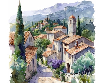 Watercolor Provence Clipart: JPG Images (Digital Download)