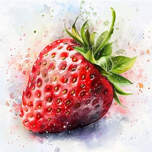 12 JPG Strawberries  Clipart, Strawberry clipart, Printable Watercolor clipart, Paper craft strawberry, berry for craft, Commercial Use