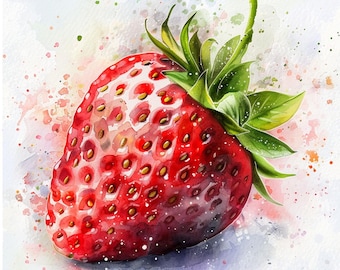 りくのこういち パステル画「カラフルフルーツ(ZE347) 水彩画風イチゴのクリップアート：12枚のJPGベリーイラスト（商用利用
