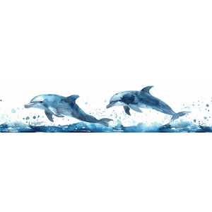 10 PNG Dolphins Border Clipart, Watercolor Dolphin, Clipart Border Dolphin, Digital Download Border, Kids Party Clipart, Ocean Theme Clipart