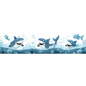 10 png haai grens cartoon clipart, schattige haai hoge resolutie png, transparante achtergrond, digitale download, kinderfeest, onderwaterthema