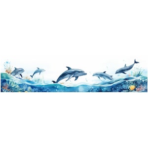 10 PNG Delphin Clip Art Rahmen, Aquarell Delphin PNG, Clipart Rahmen Delphin, digitaler Download Rahmen, Kinder Party Clipart, Ozean Thema PNG