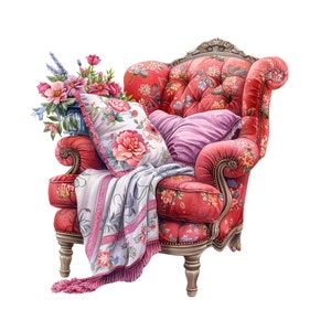12 PNG chairs Clipart. Transparent background png vintage chair clipart. Printable Watercolor clipart cozy chair, Paper craft chair png