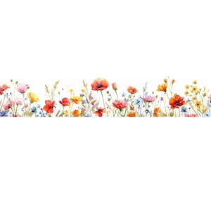 20 PNG / JPG Wildflowers Border Clipart, Clipart digitale, clipart acquerello, JPG di alta qualità, download digitale, clipart 4:1, 8000x2000