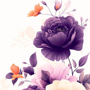 12 Cartões de flores Clipart 5x7 inc, Molduras florais em aquarela, Fundo de flores para impressão, Alta qualidade, Download digital, Uso comercial