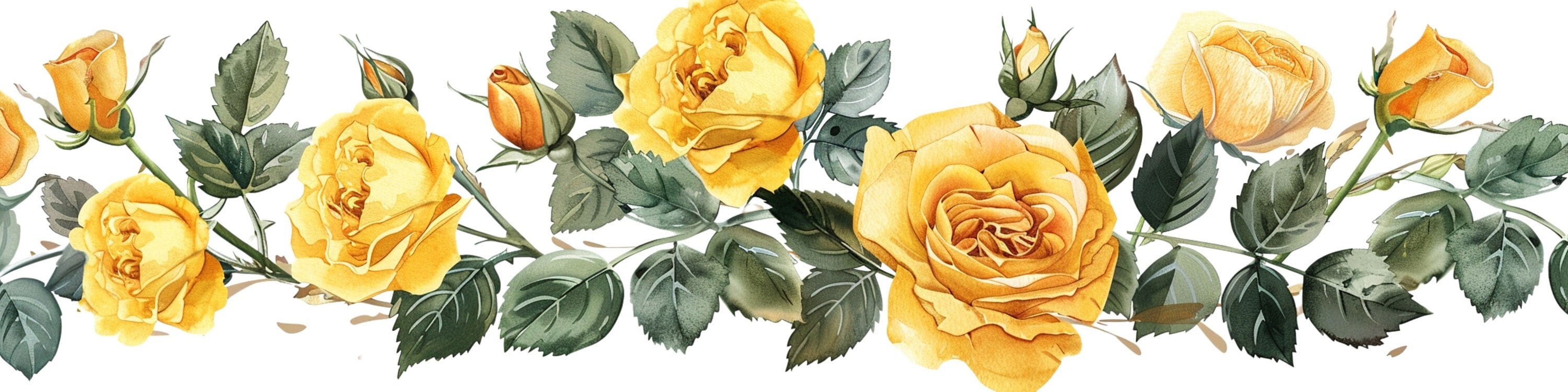 Yellow Roses For Border Pink and Yellow Roses Border Clipart, PNG Floral Paper Craft (digital ...