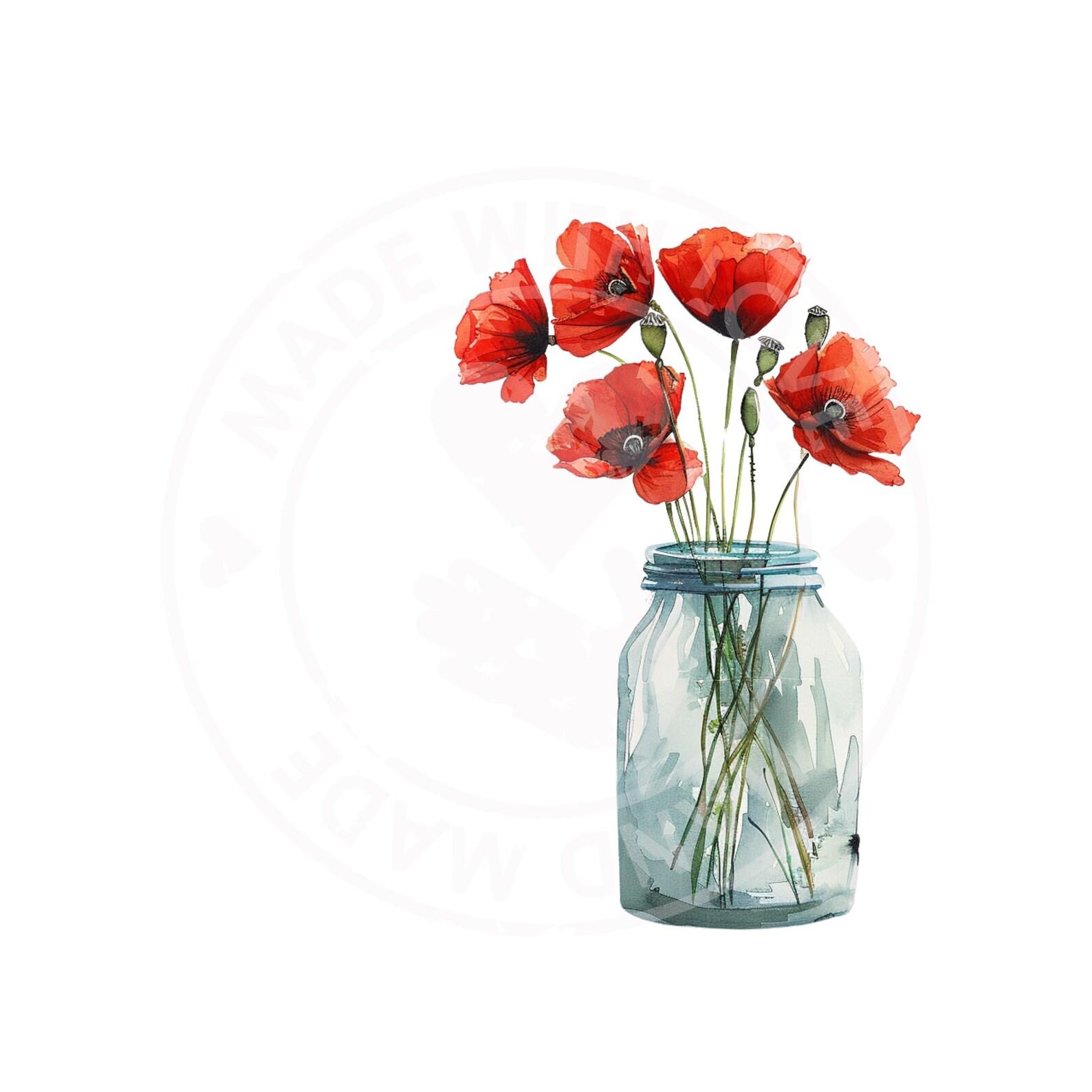 14 PNG Poppies Flowers in a Vase Clipart, Poppy Flower Png, Printable ...
