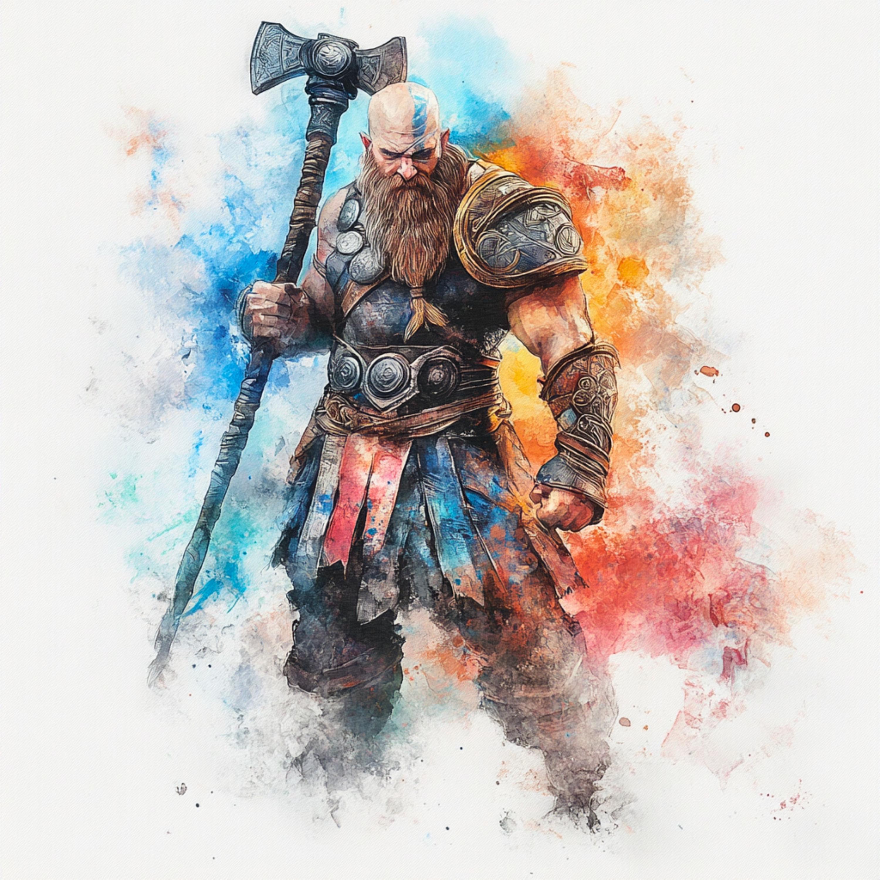 Clipart dwergkrijger: middeleeuwse fantasy-RPG-kunst (digitale download)