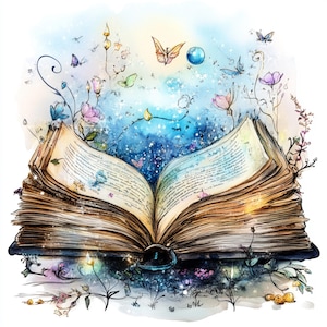 Clipart di acquerelli: illustrazione fantasy (download digitale JPG, 5000x5000 px)