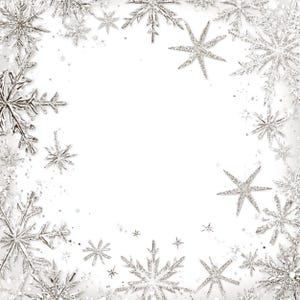 Snowflake Frame Digital Images: Christmas Winter Clipart (Jpg)