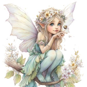 9 imágenes PNG de hadas del bosque, arte de hadas del bosque en tonos pastel, ilustración de fantasía caprichosa, fondo transparente, criaturas mágicas imprimibles