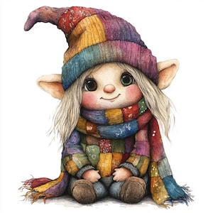 Christmas Patchwork Gnome Clipart: Festive Holiday Art (Digital Download), Spring Clipart