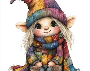 Christmas Patchwork Gnome Clipart: Festive Holiday Art (Digital Download), Summer Clipart