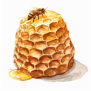 Beehive Clipart: Honeycomb & Bees PNG Graphics (Digital Download)