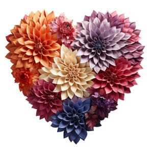 15 HERMOSAS imágenes prediseñadas de corazón floral, imagen de flor en forma de corazón png, corazón imprimible, corazón de flor de acuarela, imagen de corazón digital para manualidades