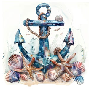 16 clipart ANCHOR e CONCHIGLIE DI MARE, ancora acquerello, immagine digitale di ancora, ancora e un uccello, ancora per il download, ancora stampabile