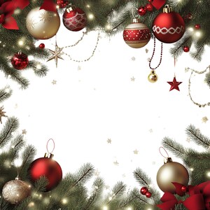 Christmas Balls Frame Art: Festive PNG Clipart (Digital Download)