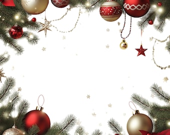 Christmas Balls Frame Art: Festive PNG Clipart (Digital Download), Spring Clipart