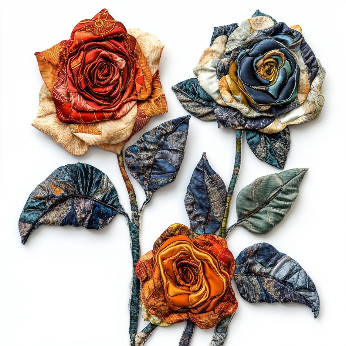 Copy Art Roses 12 Floral Patchwork Roses Clipart, High-quality JPG, Rose Digital Art ...