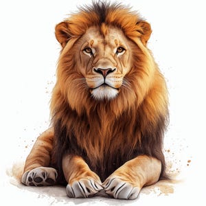 12 Lion Clip Art, Watercolor Lion Wall Art, Picture Lion JPG, Digital Download Lion, Lion Image, High-Quality Lion, Paper Craft Lion Clipart