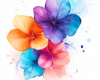 Watercolor Flower Clipart Bundle: Colorful Floral Art (Digital Download), Summer Clipart