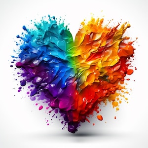 12 PNG Herz Clipart, abstraktes Regenbogen-Herz, HeartPrint Digital Art, Dekor-Wandkunst, digitaler Download, kommerzielle Nutzung, Junk-Journal