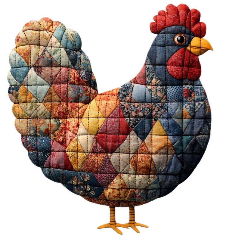 Patchwork Chicken Digital Image: Rustic Farm Art (PNG), Summer Clipart ...