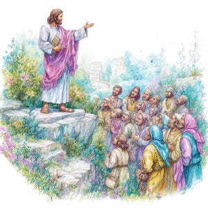 Sermon on the Mount Clipart: Jesus Christ Biblical Art (Digital Download, 5000x5000 px PNGs)