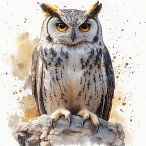 12 ZITTING UIL CLIPARTS, png-afbeelding van prachtige uilen, digitale uilafbeelding om te downloaden, schattige uil kunst aan de muur, aquarel uil afbeelding om af te drukken
