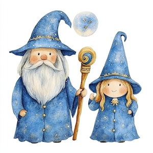10 Wizard Halloween Bundle Clipart, JPG Wizard Illustrations, Printable ...