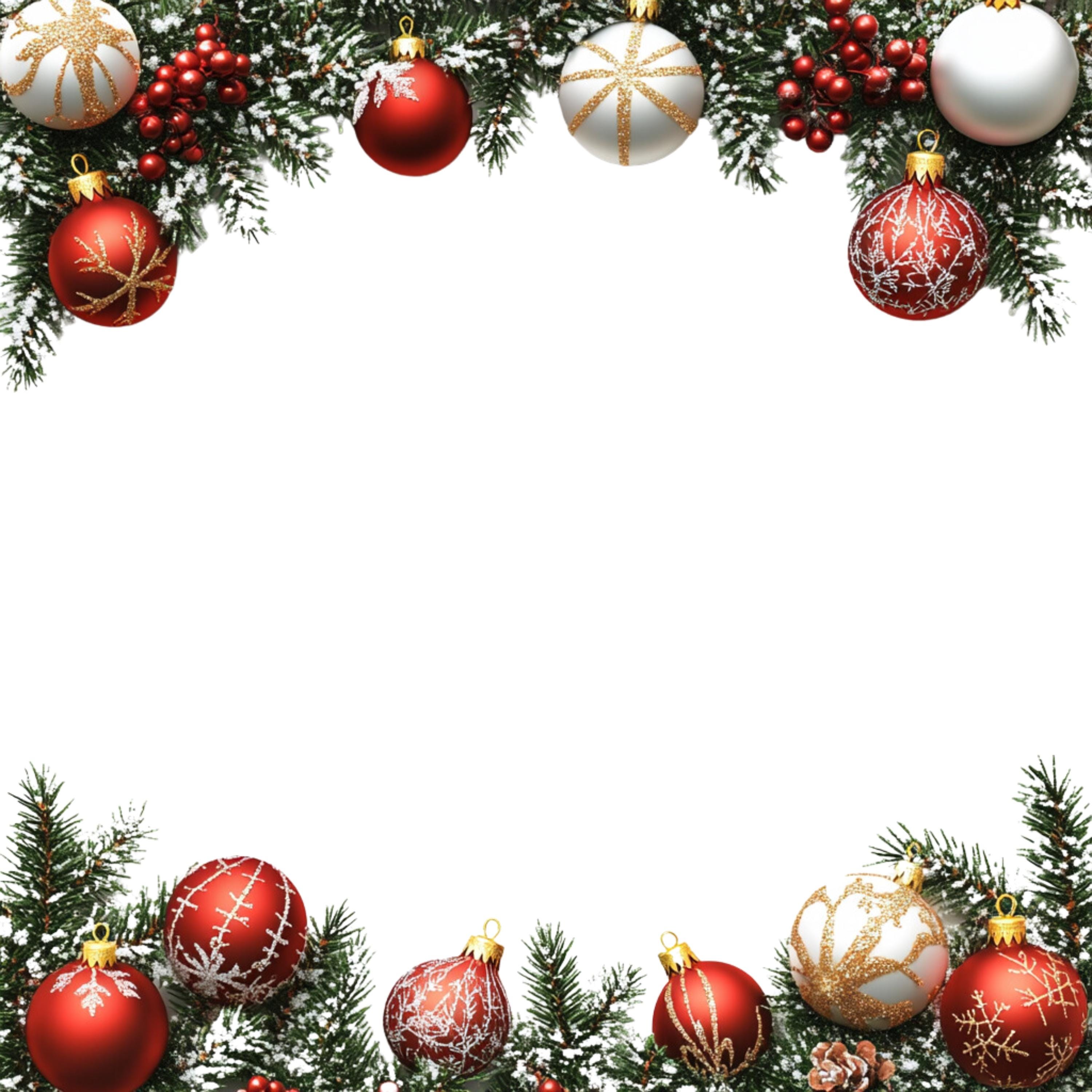 クリスマスボールフレーム PNG：ホリデーボーダークリップアート（デジタルダウンロード） - Etsy 日本, image size:3000x3000