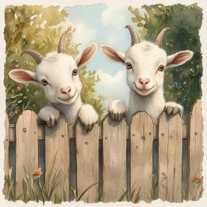 10 GESCHERMDE GEITEN Clipart, geit op een boerderij Clipart, geitafbeeldingen, afbeelding van boerderijdieren, schattige geiten, geitenambachten, geitillustraties