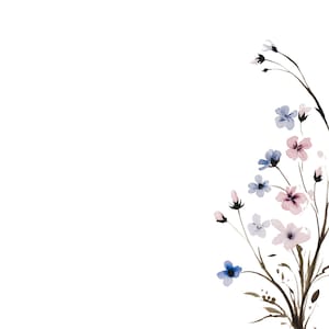 12 PNG Acquerello Fiori Teneri Clipart, Alta Qualità, Cornice Naturale, Decorazione Botanica, Download Digitale, Uso Commerciale