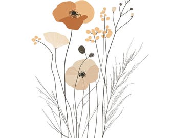 Pastel Wildflower Clipart: Watercolor Floral PNG Graphics (Digital Download), Spring Clipart