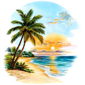12 Plaża Akwarela Clipart, La Playa Print, Wydrukowalne Akwarela Clipart, Wysokiej Jakości JPG, Pobieranie Cyfrowe, Rękodzieło Papierowe, Dzienniki Śmieciowe