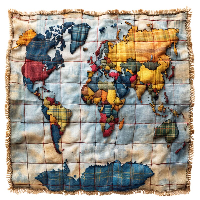Patchwork Map Patchwork World Map Digital Image: Global Design (commercial Use) - Etsy