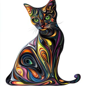 14 imágenes prediseñadas abstractas de gatos en formato JPG, imágenes únicas de gatos, arte mural artístico de gatos, impresión de gatos, descarga de gatos digitales, uso comercial de gatos, JPG de alta calidad