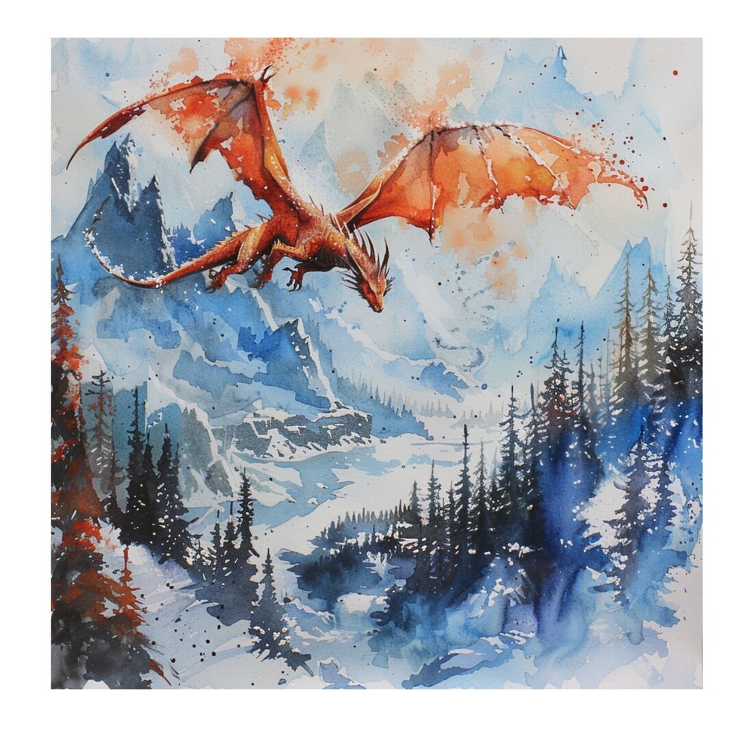 12 Fantasy Dragon Cliparts Set, Flying Dragon Image, Printable Dragon ...