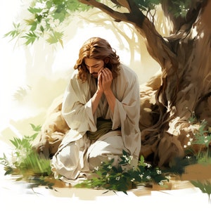 33 Clipart di Gesù in preghiera, ClipArt di Gesù Cristo, Clipart di Gesù di Pasqua, Clipart acquerello stampabile, JPG di alta qualità, download digitale