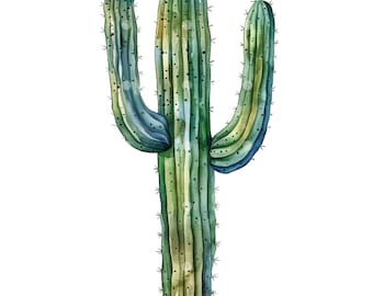 Watercolor Cactus Clipart: PNG Images (Digital Download), Spring Clipart