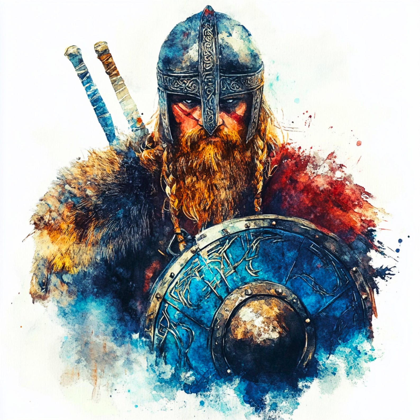 Viking Warrior Clipart: Watercolor Norse Art (digital Download), Spring ...