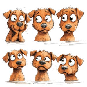 10 CARTOON DOG Character CLIPART,png image of a goofy dog, cartoon dog images, silly dog clipart, watercolor funny dog illustration, dog png