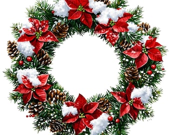 Christmas Circle Branches PNG: Holiday Wreath Clipart (Digital Download), Spring Clipart