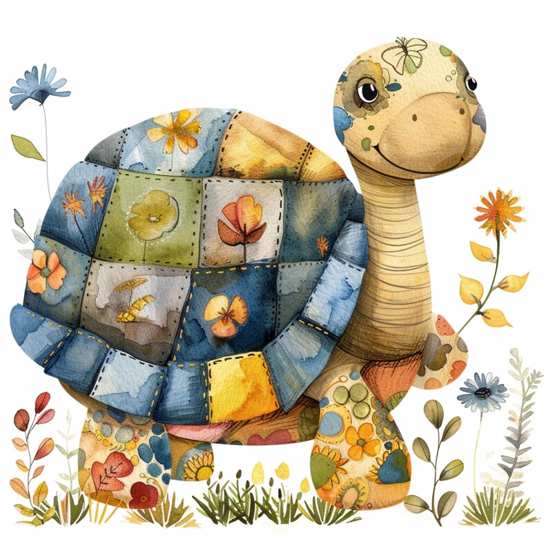 12 Patchwork Turtle Clipart, Cute Turtle Wall Art, Digital Download ...